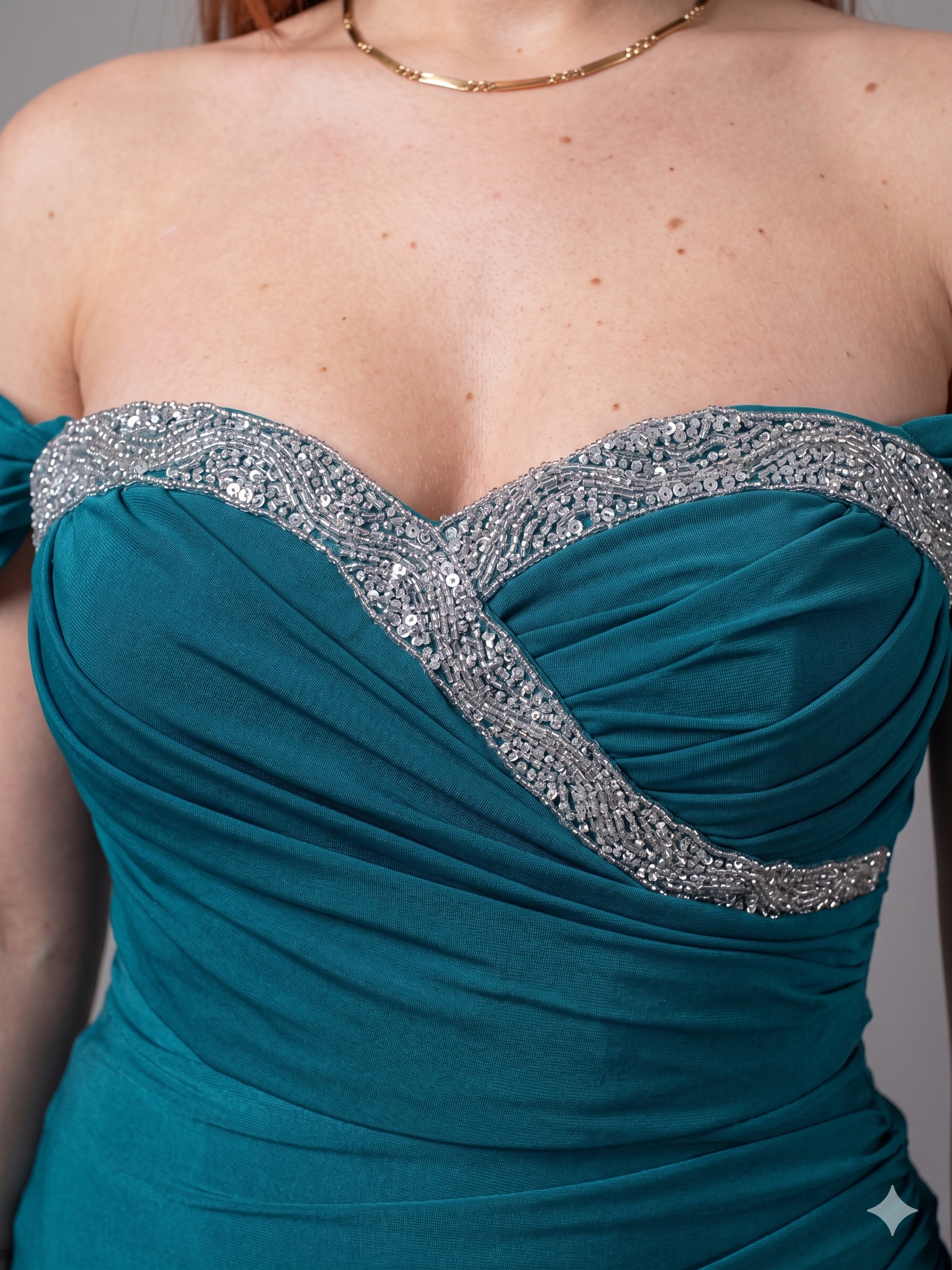 abito omerale strass FI12226 TURCHESE MARICLA ELEGANCE 