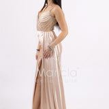 abito lungo corsetto con stecche e drappeggio FP881008 CIPRIA MARICLA ELEGANCE 