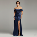 abito con trasparenza e spacco HC5226 BLU MARICLA ELEGANCE 