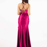 abito lungo corpetto steccato HC5108 FUCSIA MARICLA ELEGANCE 