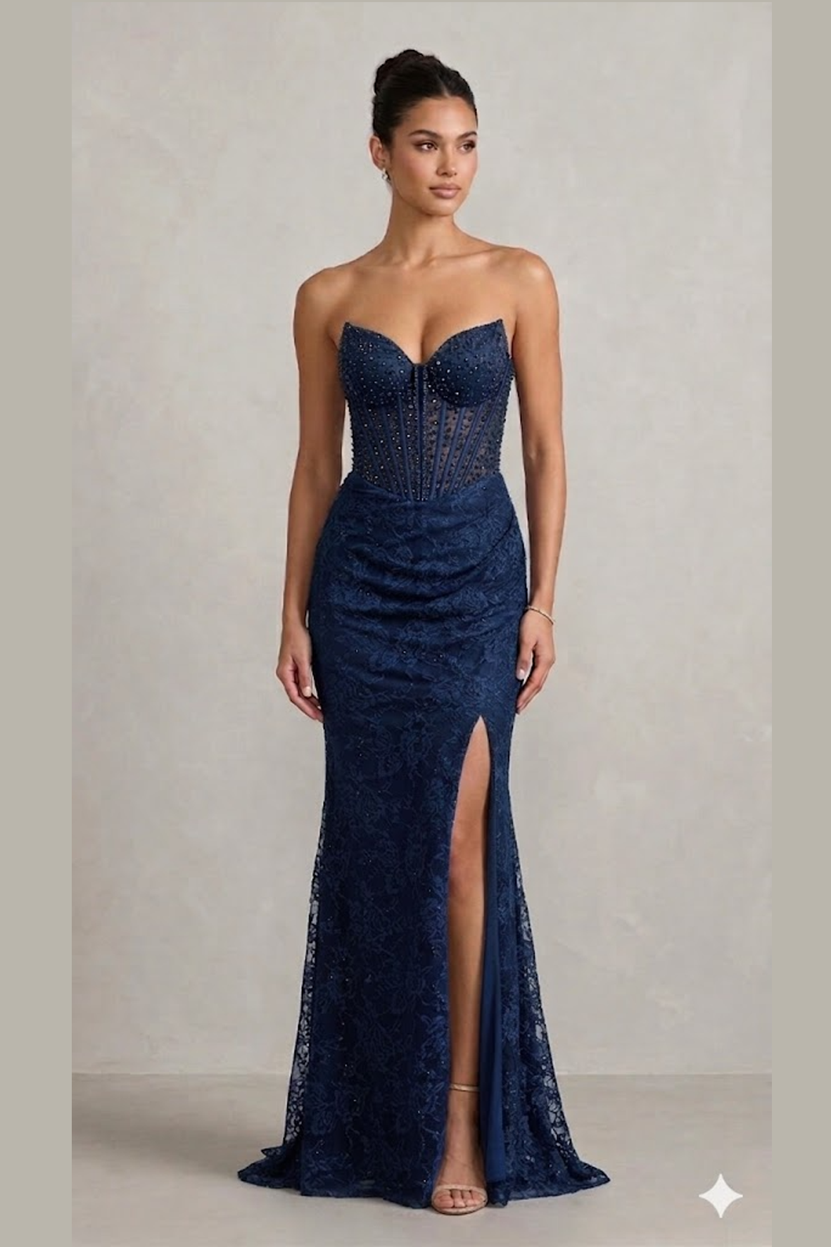 abito lungo macramè CAR58589 BLU MARICLA ELEGANCE 
