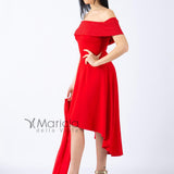 Abito rosso con scollo a barca e strass JC34363 ROSSO MARICLA ELEGANCE 
