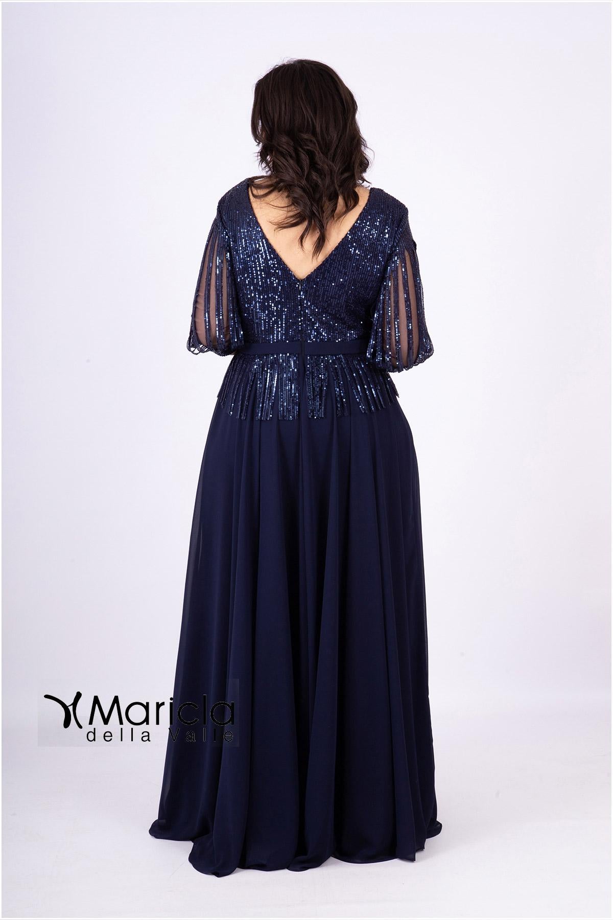 lungo con manica paiette JC34810 BLU MARICLA ELEGANCE 