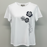 T-shirt fiore appilcato CF50102 BIANCO CARLA FERRONI 