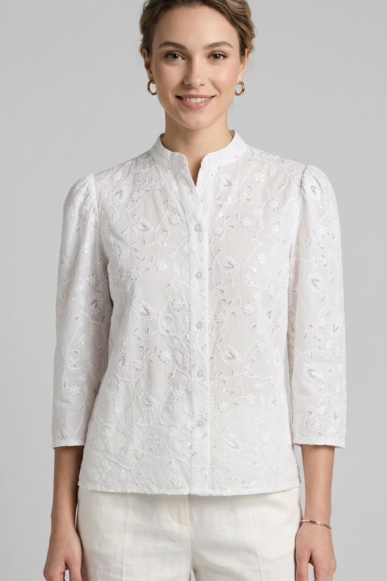 camicia con microstrass CF50097 BIANCO CARLA FERRONI 