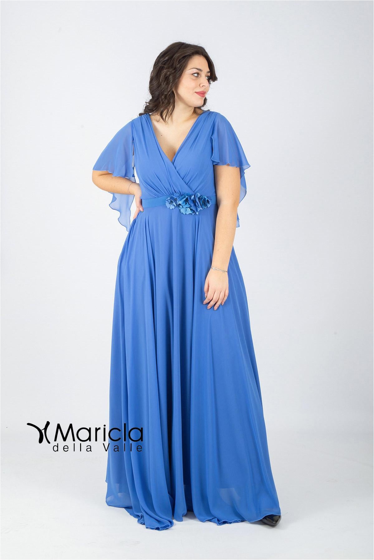 impero con fiore in vita PF216 AZZURRO PAOLA FORTI 