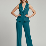 tuta smoking con strass LH117TU PETROLIO SHARON 