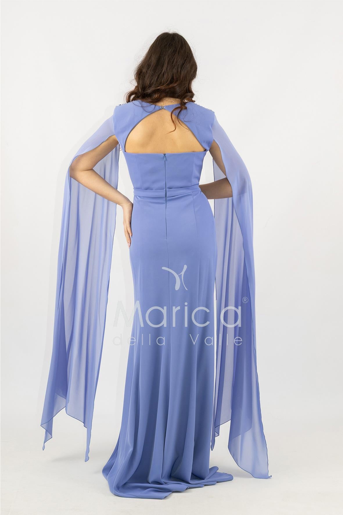abito lungo scollato con spalline strass SH819AL PERVINCA SHARON 