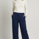 pantalone fluido con piegone strass FFTITTY BLU MARICLA 