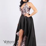 Abito con gonna ampia e top fantasia. MVV42176 ROSA MARIA VITTORIA VINCI 