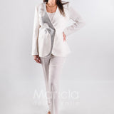 tailleur ricamo strass SH401 BIANCO SHARON 