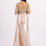 abito lungo corsetto con stecche e drappeggio FP881008 CIPRIA MARICLA ELEGANCE 