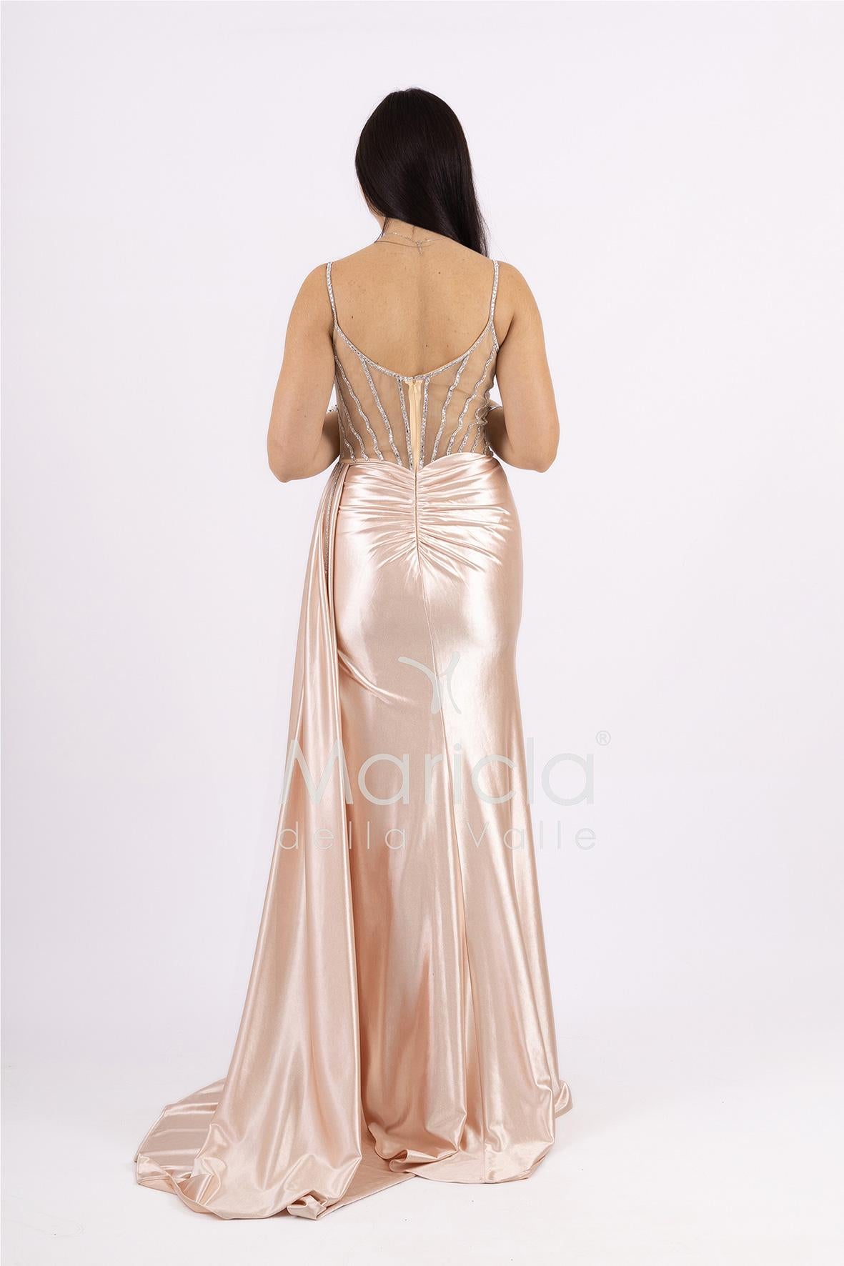 abito lungo corsetto con stecche e drappeggio FP881008 CIPRIA MARICLA ELEGANCE 