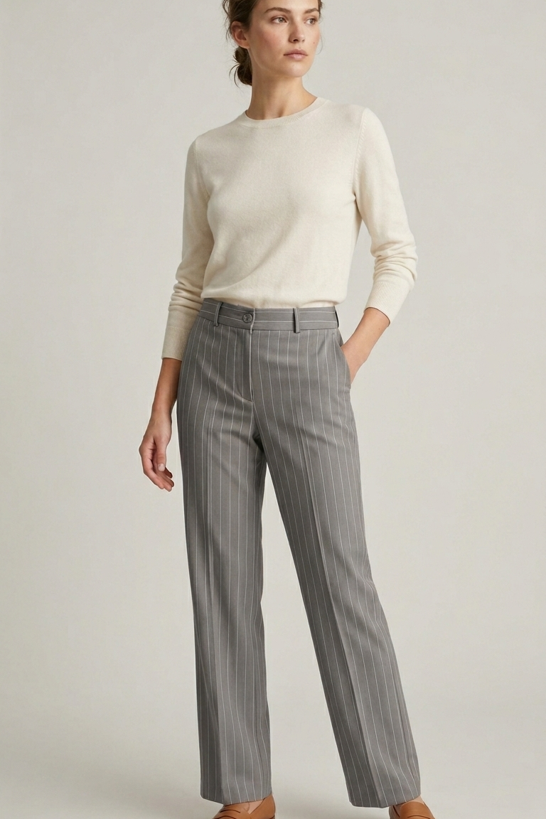 pantalone palazzo gessato EC02902 GRIGIO MARICLA 