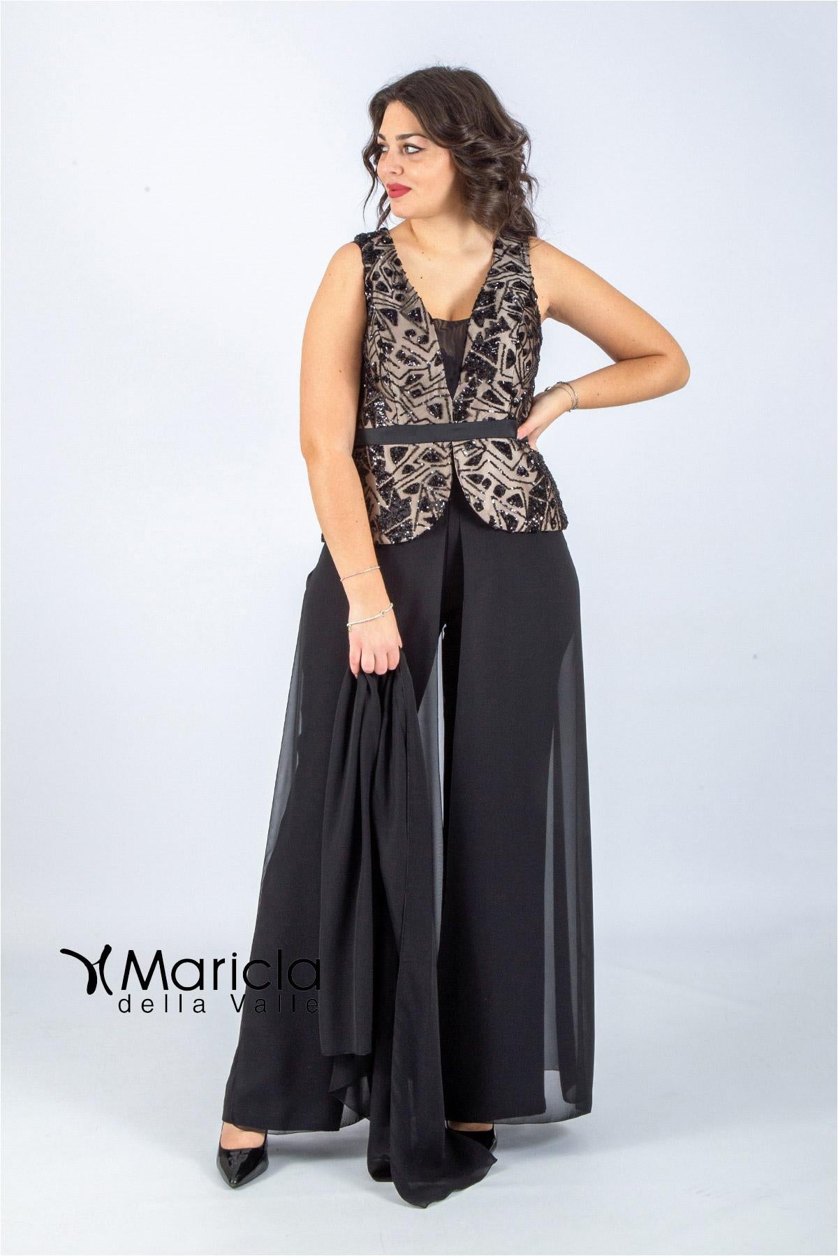 con baschina paiette PF101/22 NERO PAOLA FORTI 