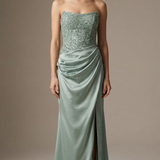 abito lungo con corpetto paiette CAR58539 MENTA MARICLA ELEGANCE 