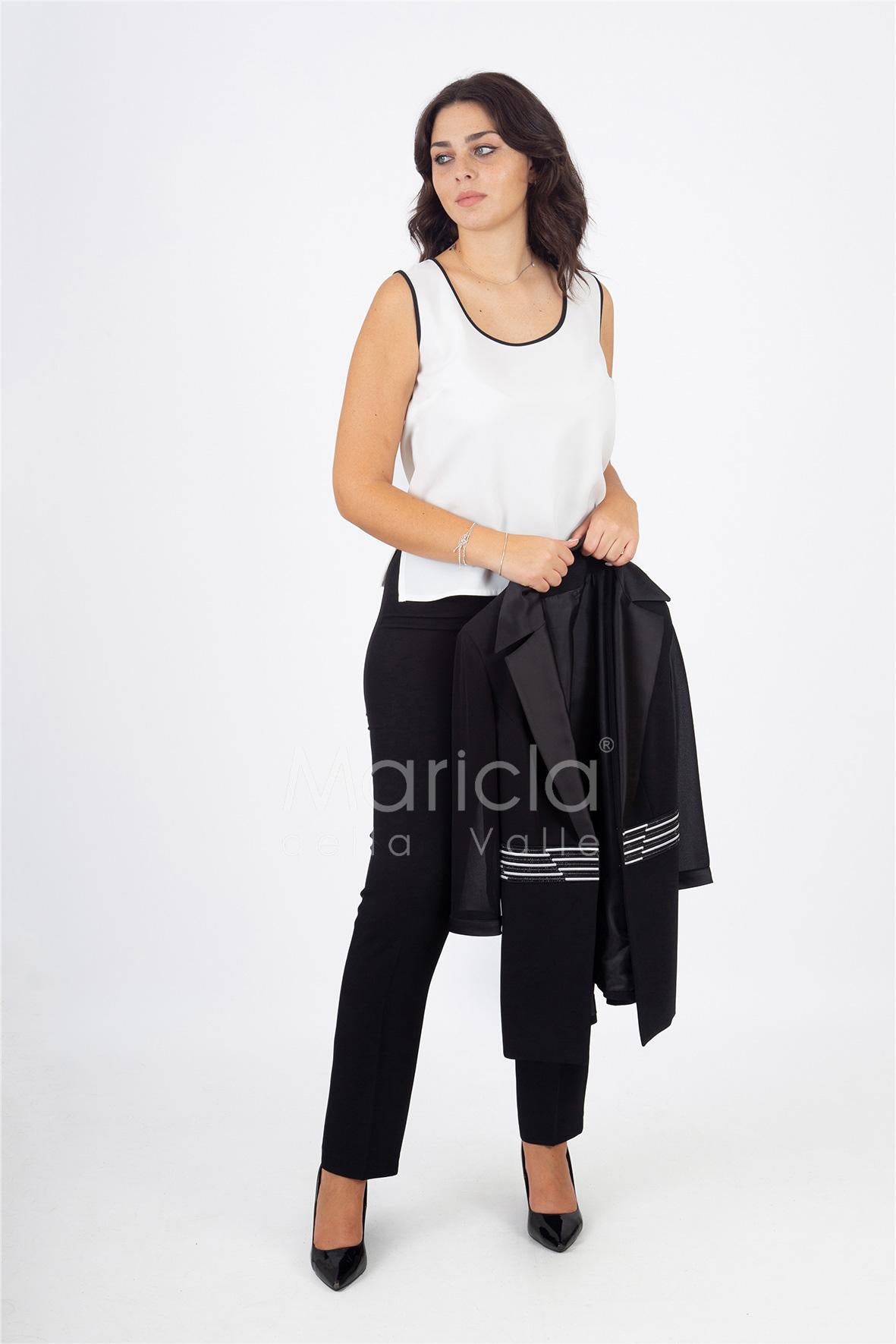 tailleur smoking con righe PF201TP NERO PAOLA FORTI 
