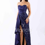 abito lungo paiette cuore HC7459 BLU MARICLA ELEGANCE 