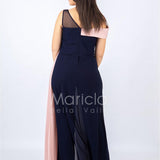 Tuta bicolore con strass PF507 BLU PAOLA FORTI 