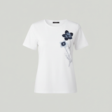 T-shirt in Cotone Premium con Ricamo Floreale ROMI2751 BIANCO MARICLA 