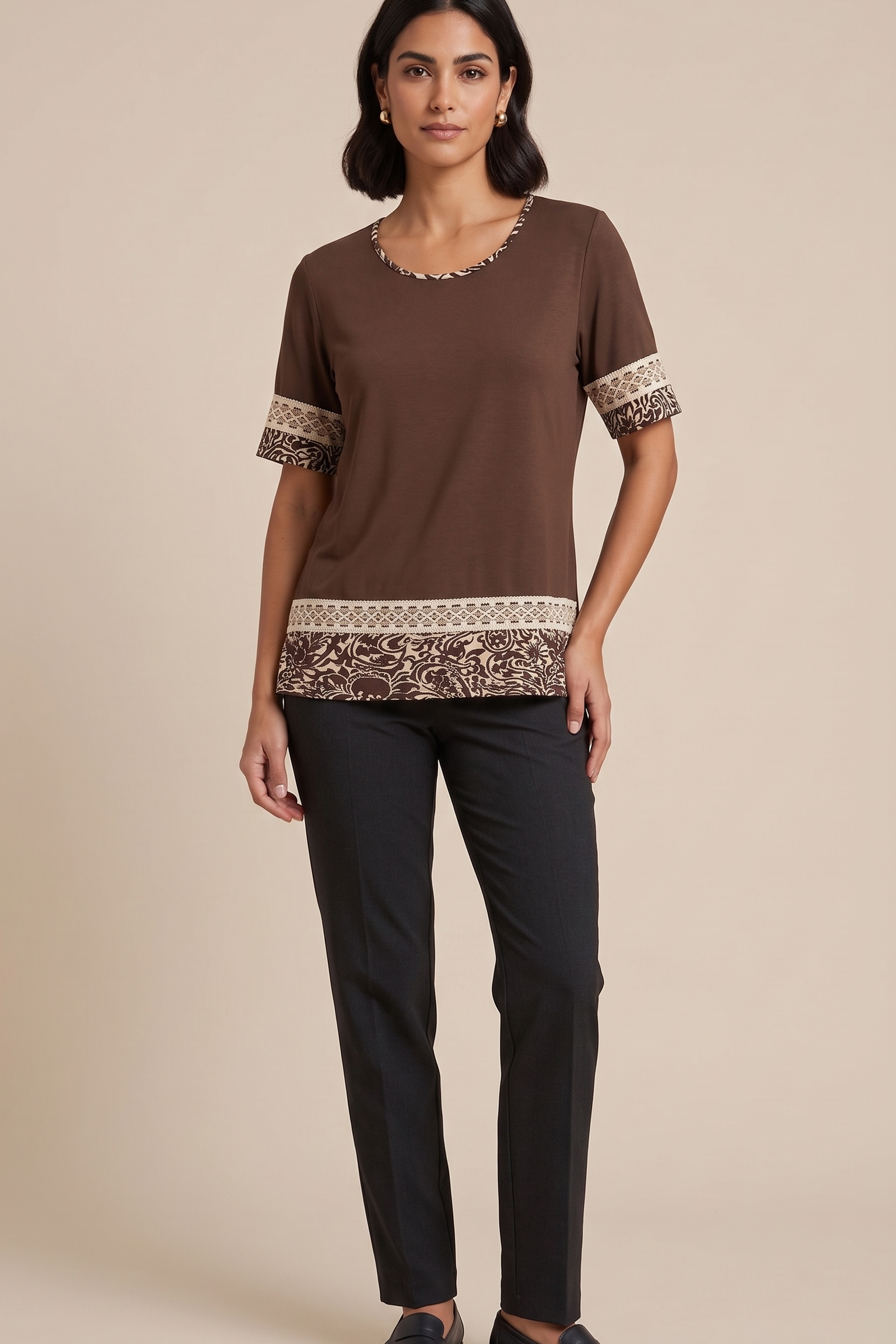 maglia fantasia etnica DB11123 MORO MARICLA 