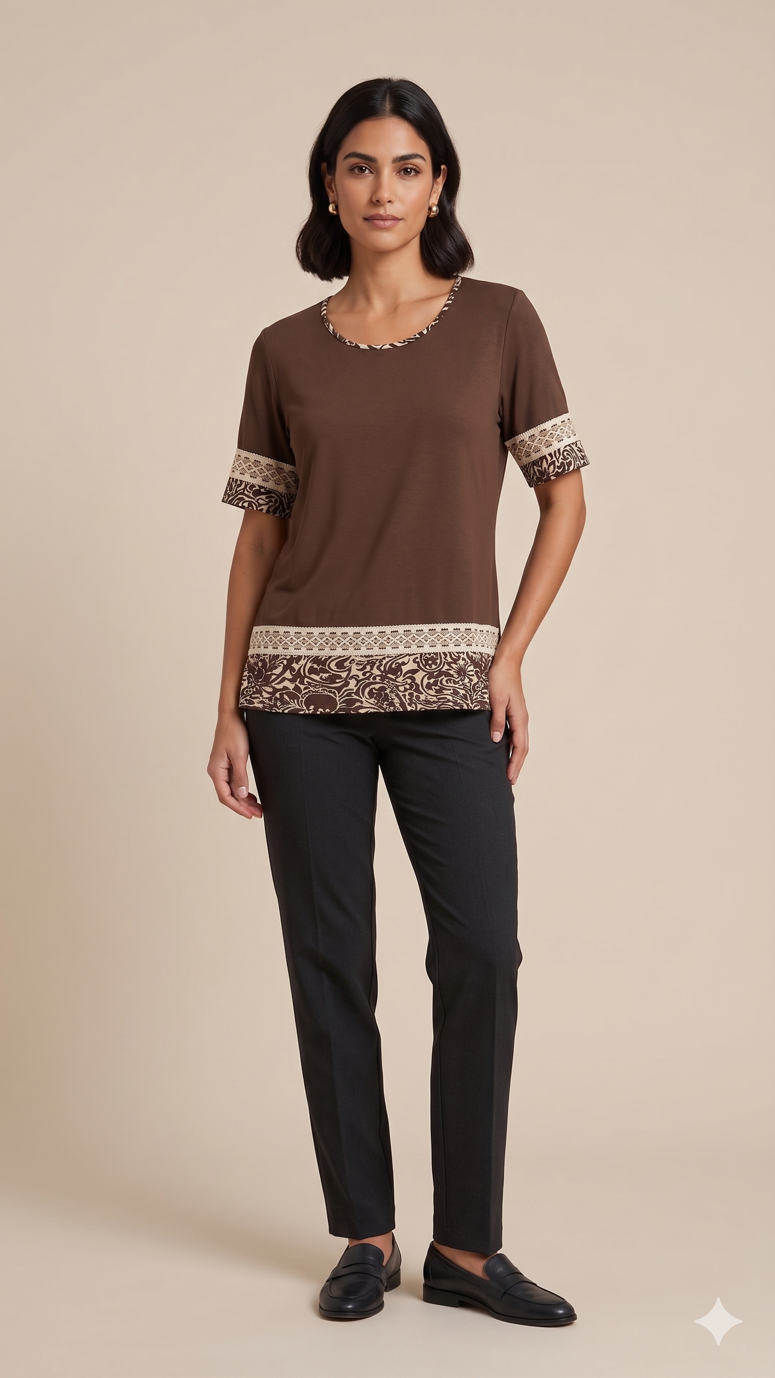 maglia fantasia etnica DB11123 MORO MARICLA 