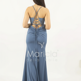 abito lungo corpetto strass e nodo laterale ANT25008XJ POLVERE ANTILLE ELEGANCE 