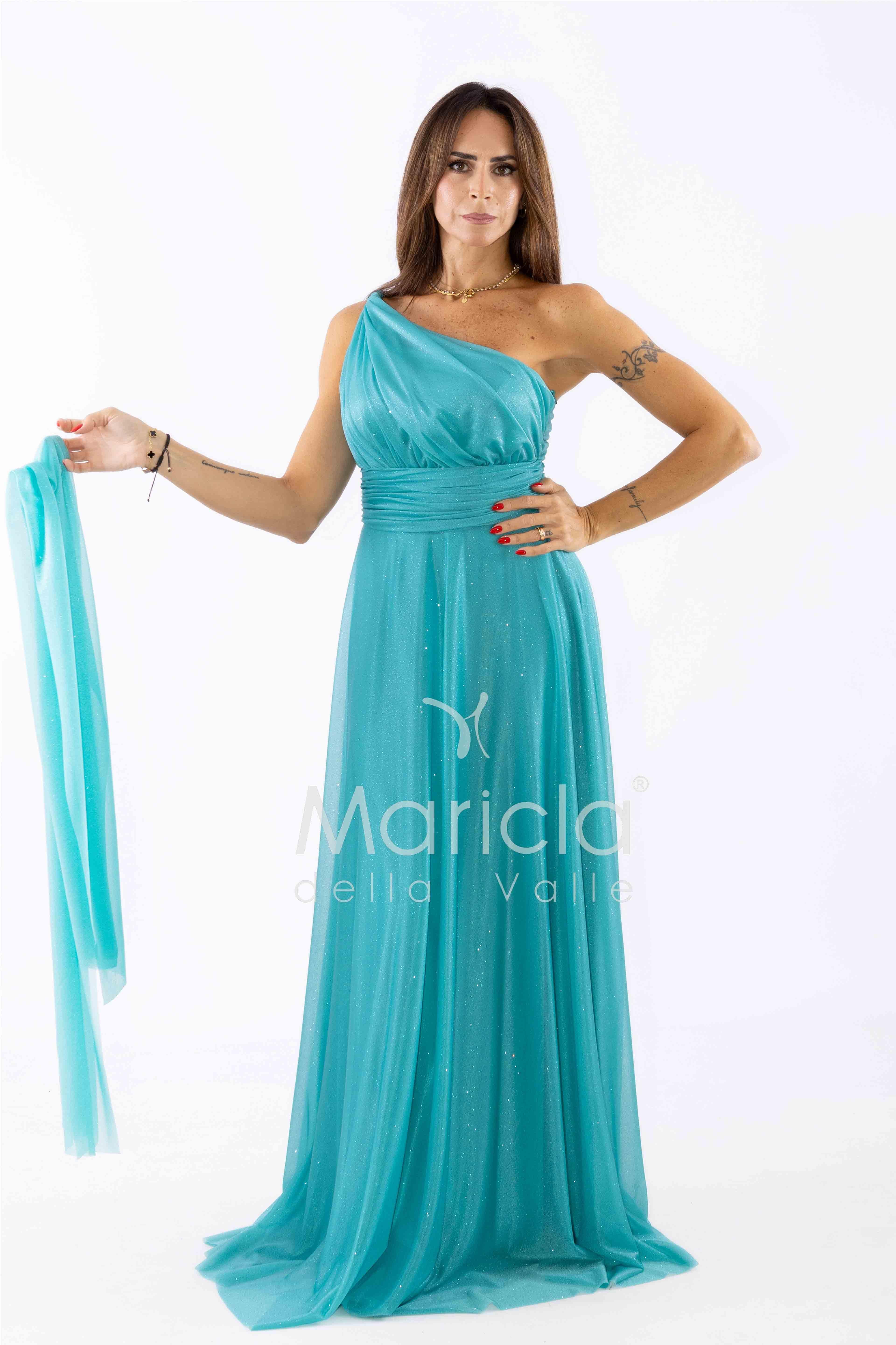abito monospalla glitter FI7015 TIFFANY MARICLA ELEGANCE 