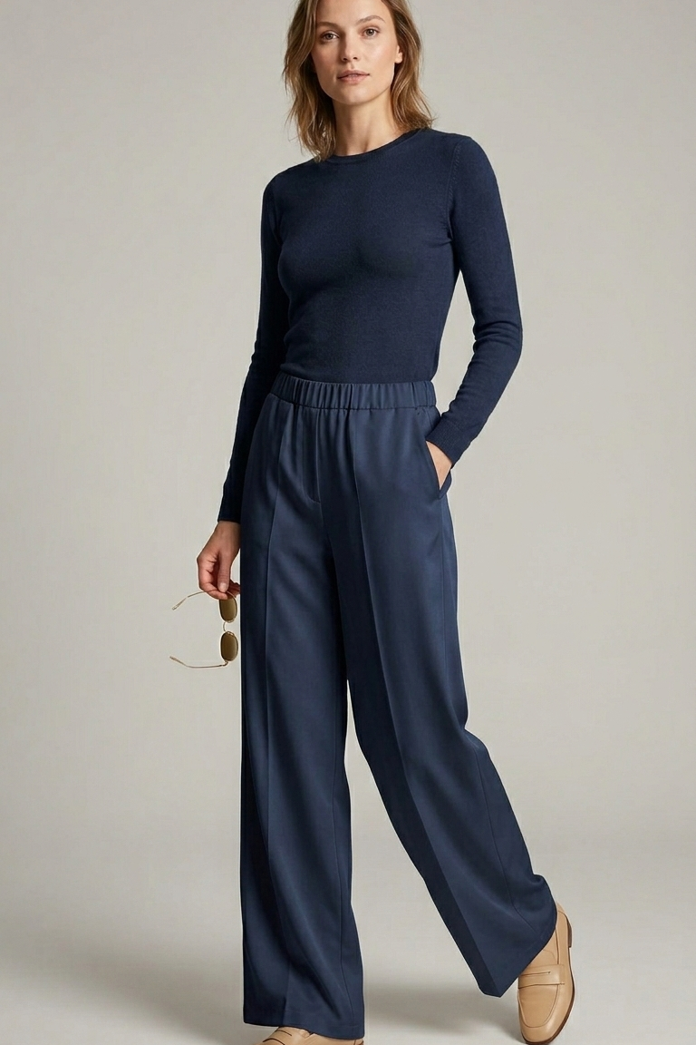 pantalone palazzo tasca PER26106 BLU MARICLA 