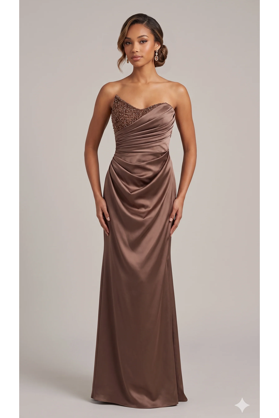 Abito con drapeggio e pietrine strass ALC13 VISONE MARICLA ELEGANCE 
