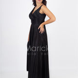 abito spalla larga glitter FI7117 NERO MARICLA ELEGANCE 