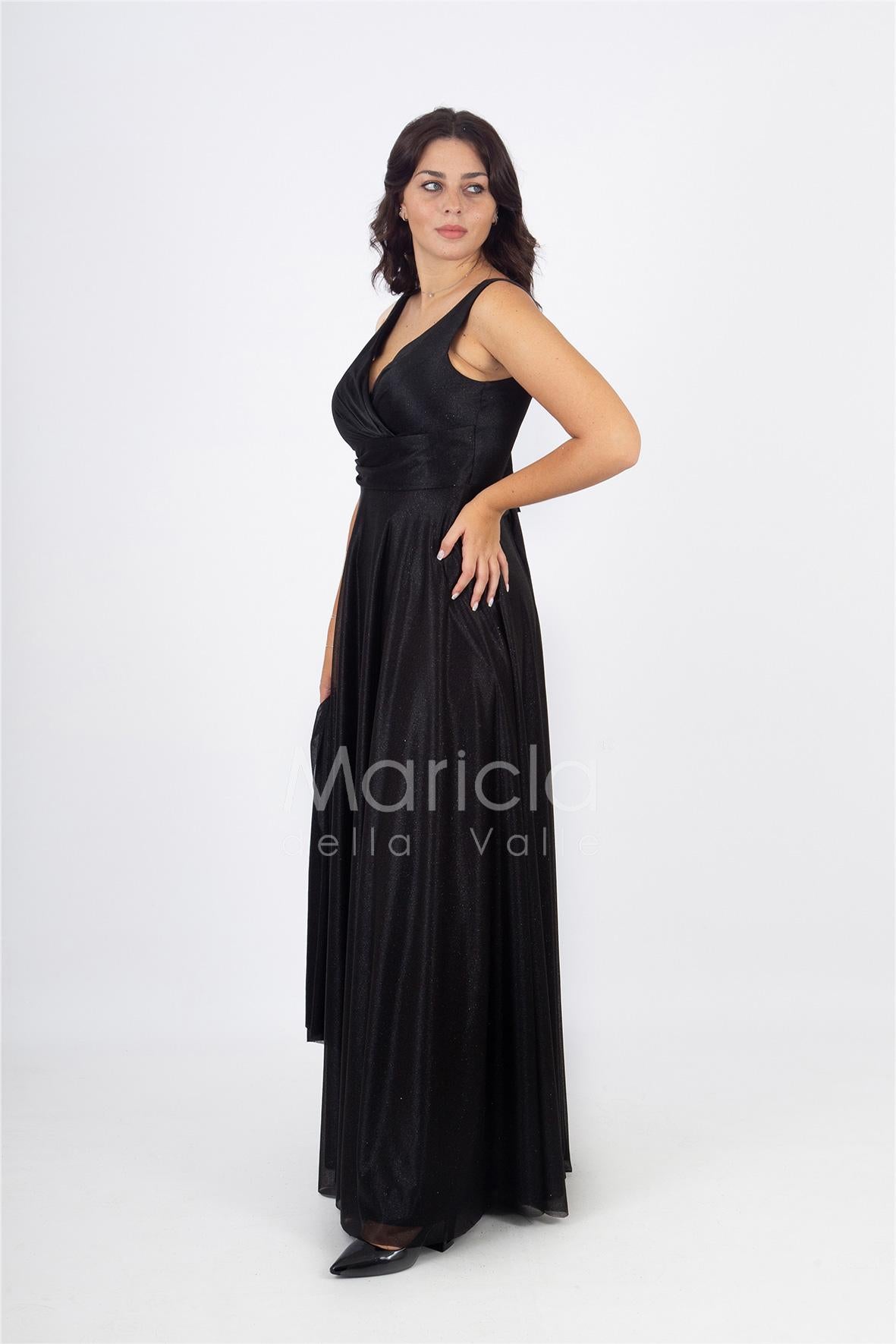 abito spalla larga glitter FI7117 NERO MARICLA ELEGANCE 