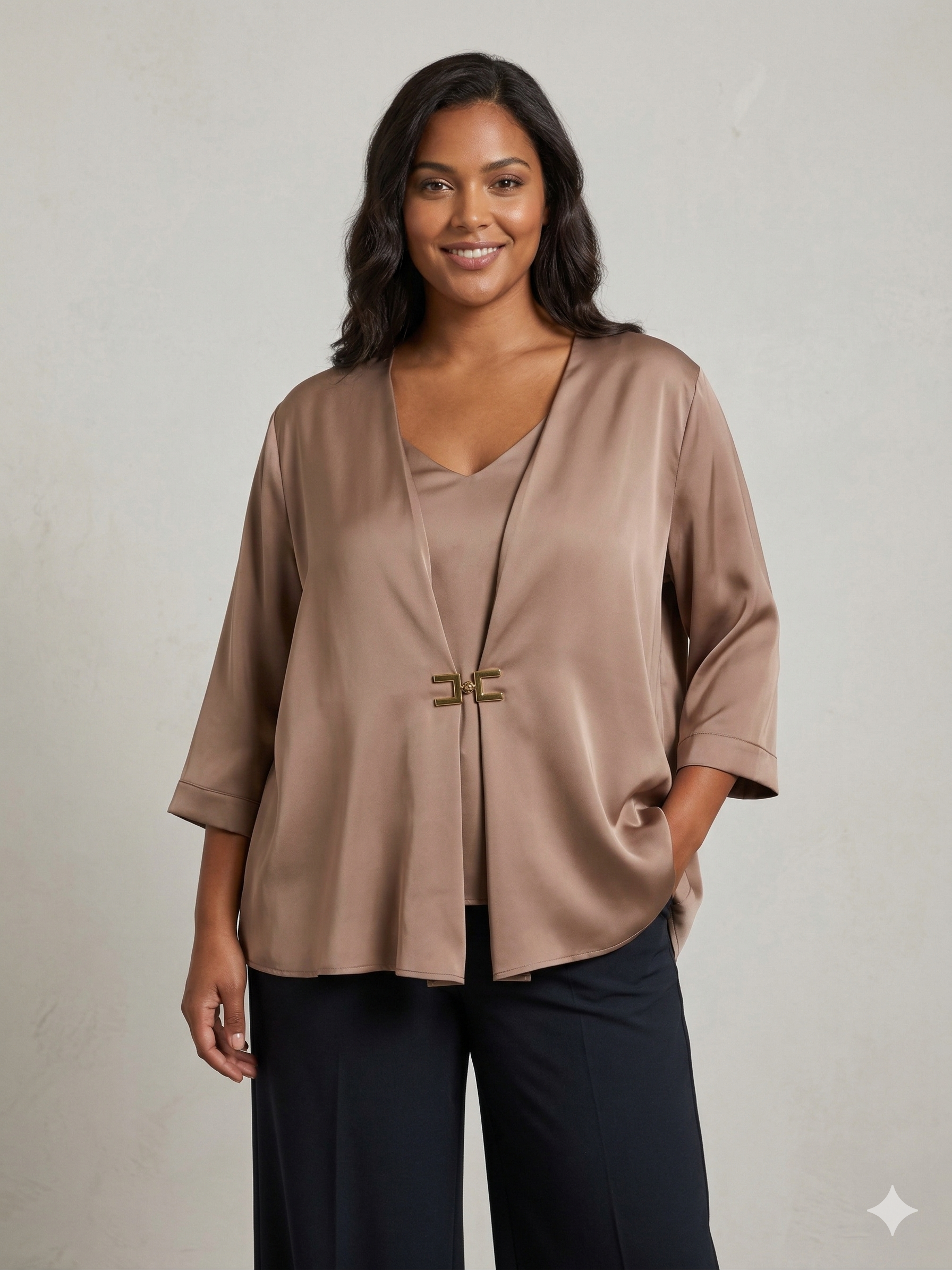 casacca con fibbia centrale LIB26251 CAFFE MARICLA 