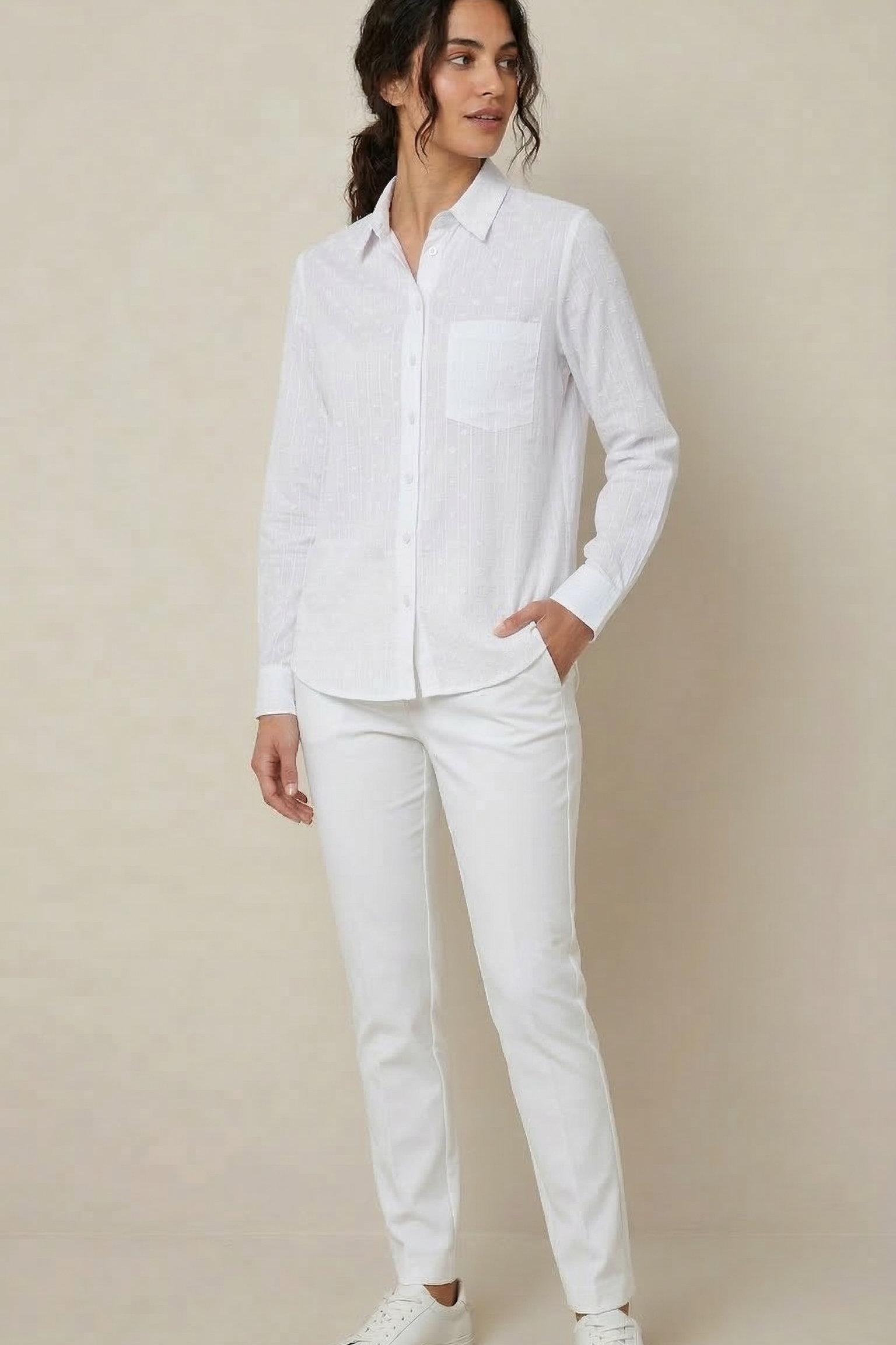 camicia operata LIN458 BIANCO MARICLA 