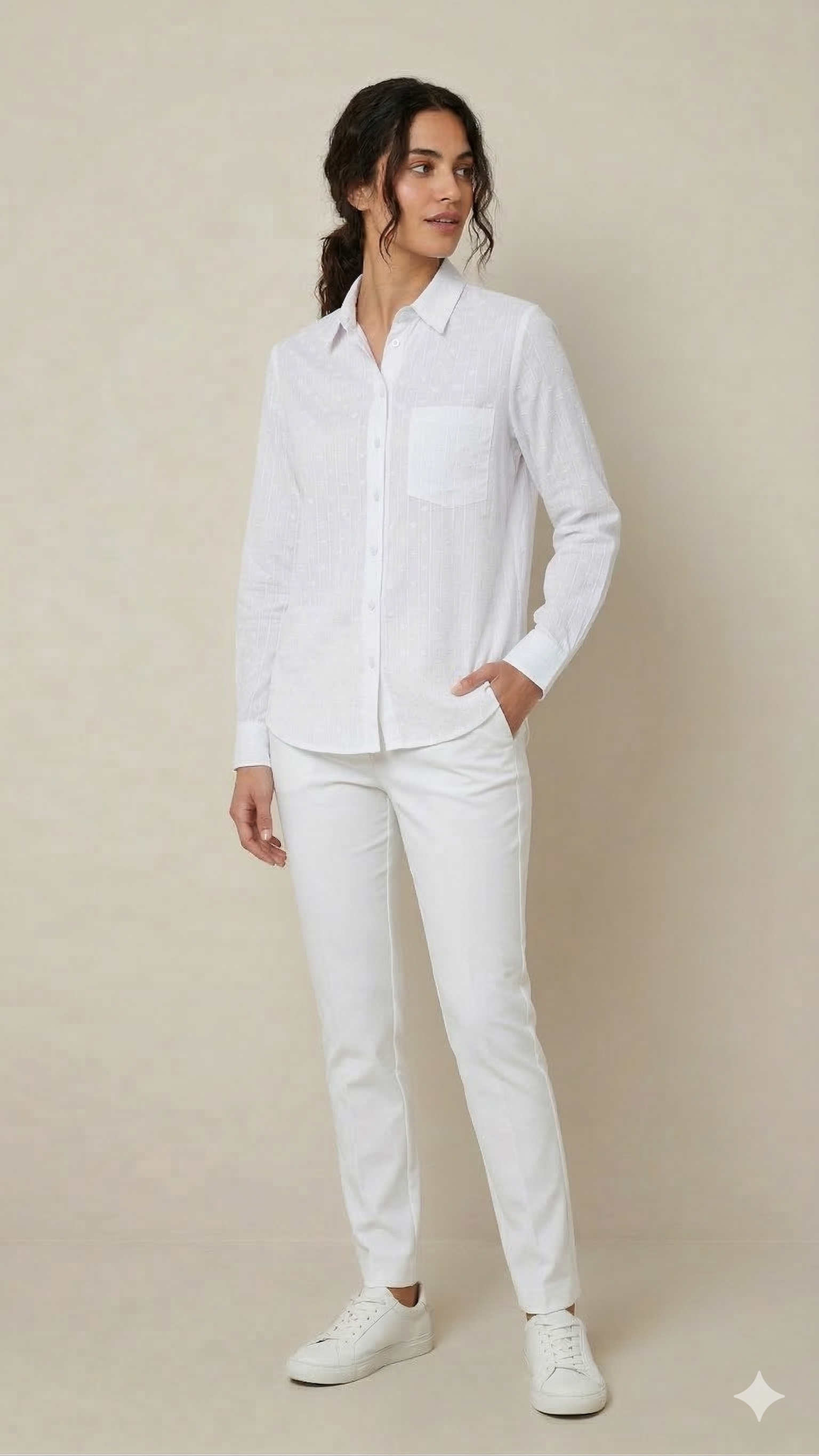 camicia operata LIN458 BIANCO MARICLA 