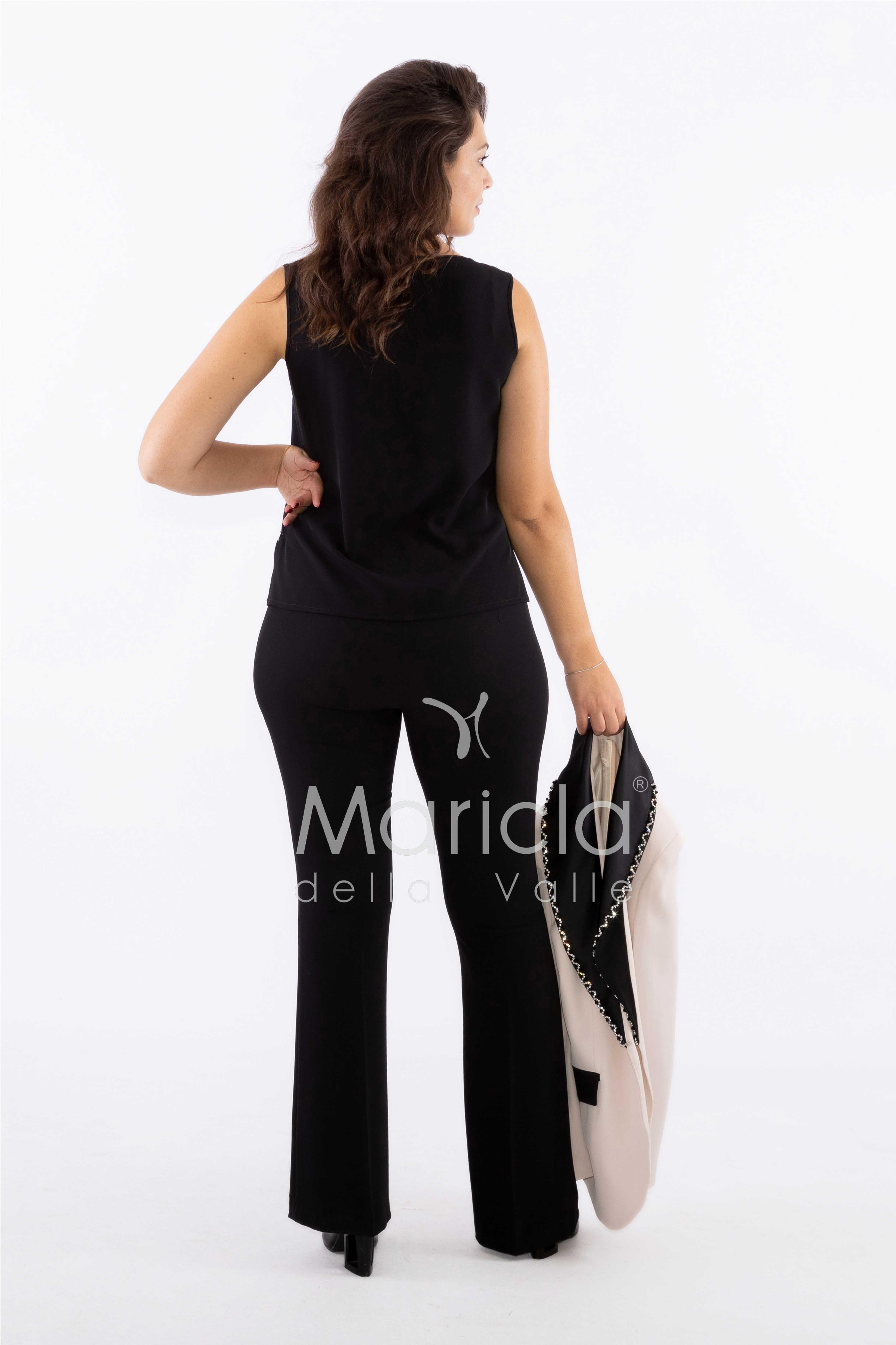 tailleur 3 pz bicolore pantalone zampa PF212TP CREMA PAOLA FORTI 