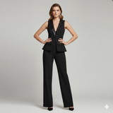 tuta smoking con strass LH117TU NERO SHARON 