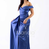 abito con strass scollo FI7443 BLU MARICLA ELEGANCE 