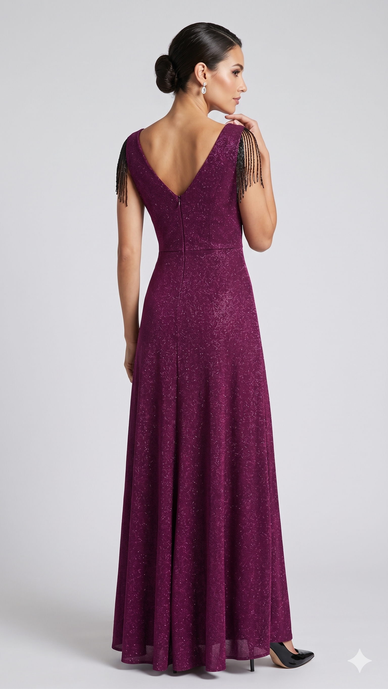 abito glitter fusciacca laterale FI7599 AMETISTA MARICLA ELEGANCE 