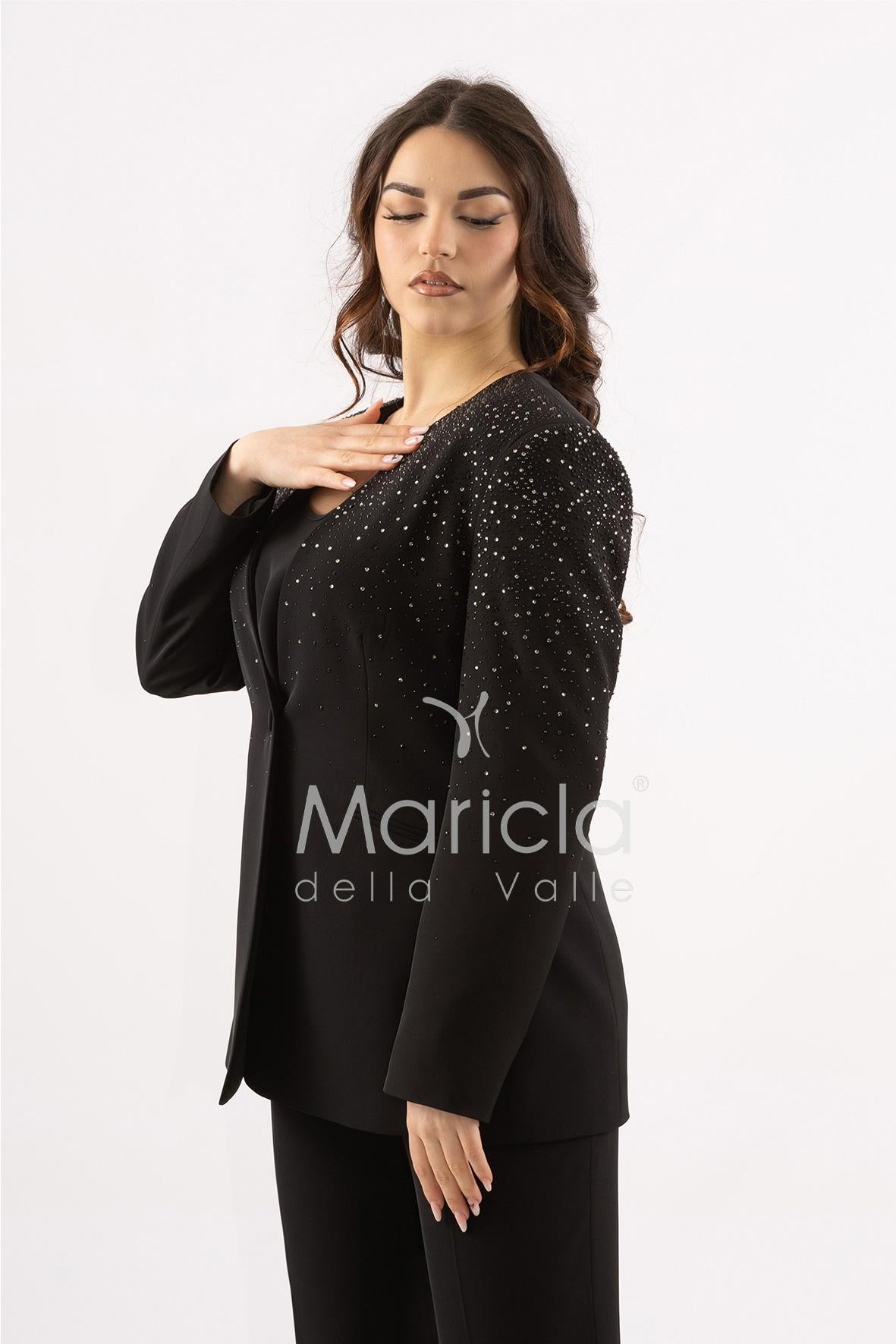 Tailleur Completo 3 pezzi in strass SH728TP NERO SHARON 