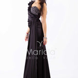 abito lungo pieghe e corpetto strass ALC05 NERO MARICLA ELEGANCE 
