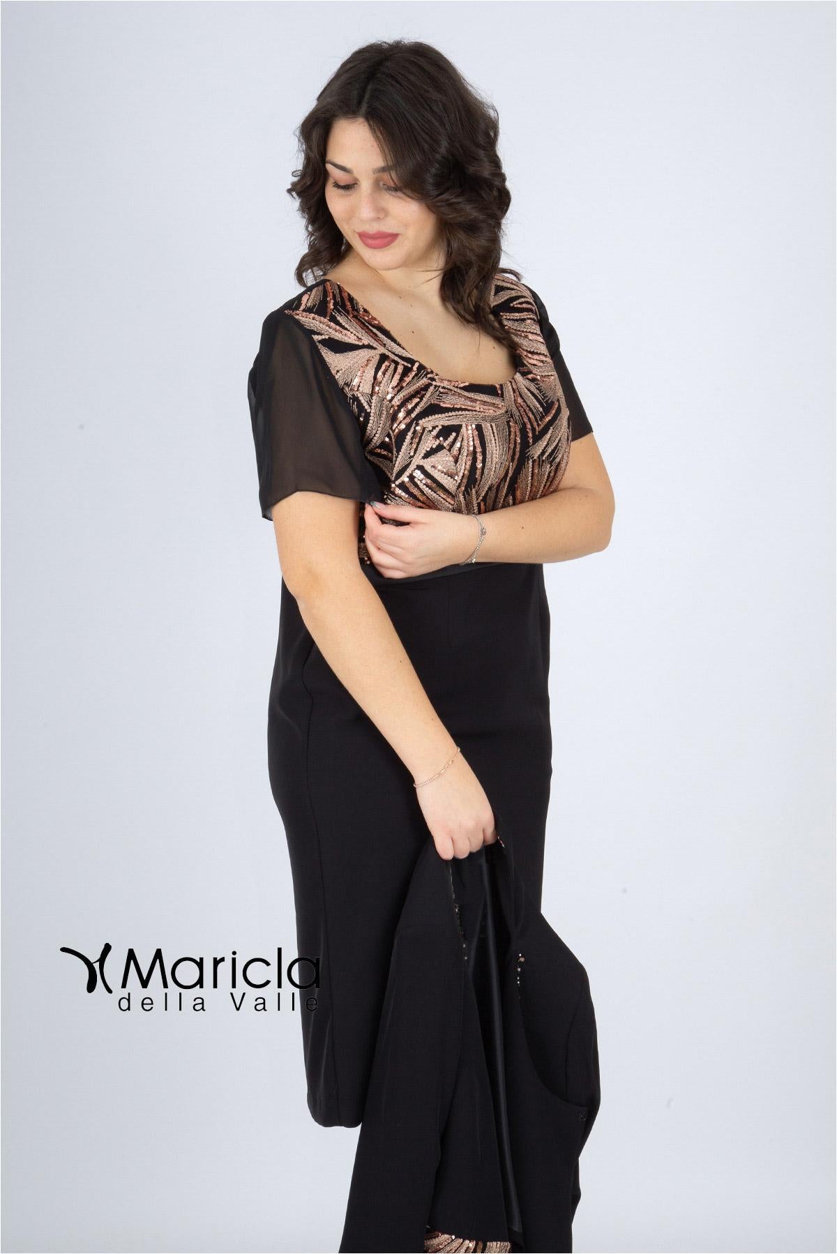 tubino+bolero PF410 NERO PAOLA FORTI 
