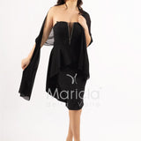 abito midi con rouche SH605AC NERO SHARON 