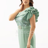 abito midi corpetto strass monospalla SH865AC MENTA SHARON 