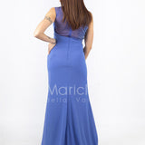 abito con ricamo laterale seno INV2320 INDACO MARICLA ELEGANCE 