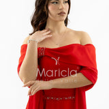 abito lungo scollo omerale strass SH827AL ROSSO SHARON 