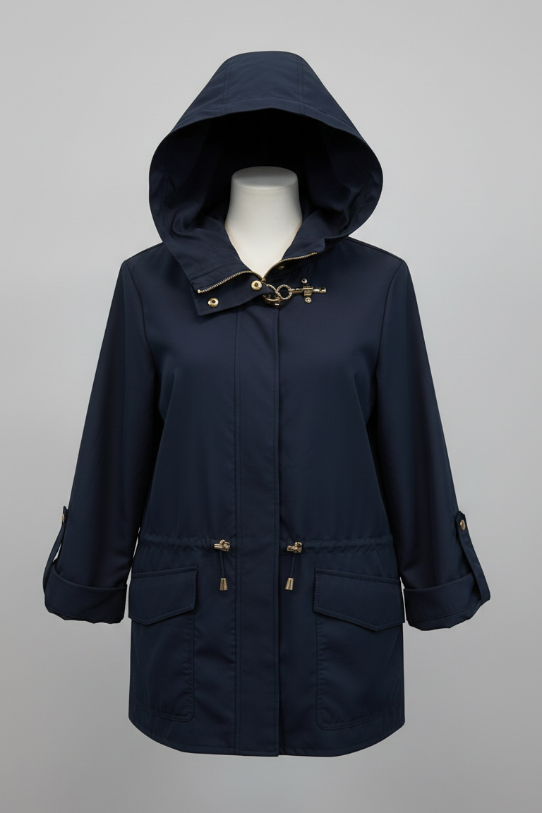 Parka Tecnico "Blu notte " con Cappuccio  Stile e Protezione CF22191 BLU CARLA FERRONI 