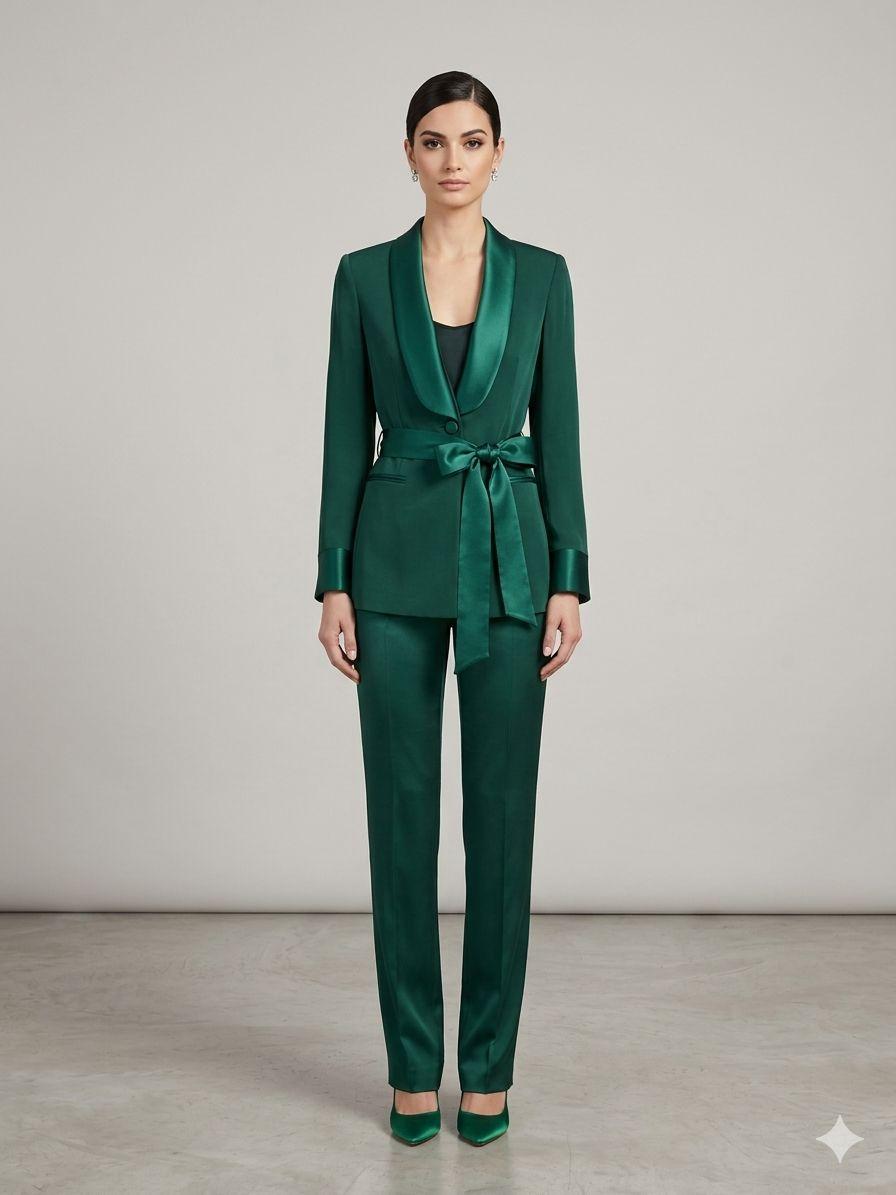 tailleur manica velo con cintura SH613TP VERDE SHARON 