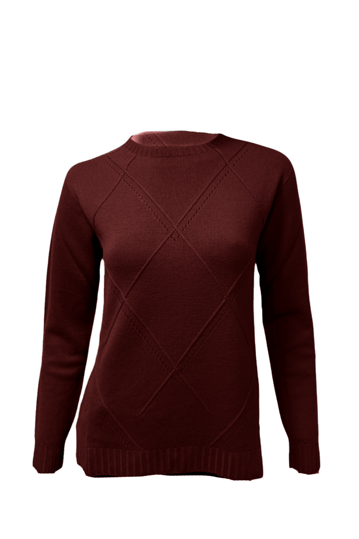 Maglia  a rombi 100% lana CF4366 RUBINO CARLA FERRONI 