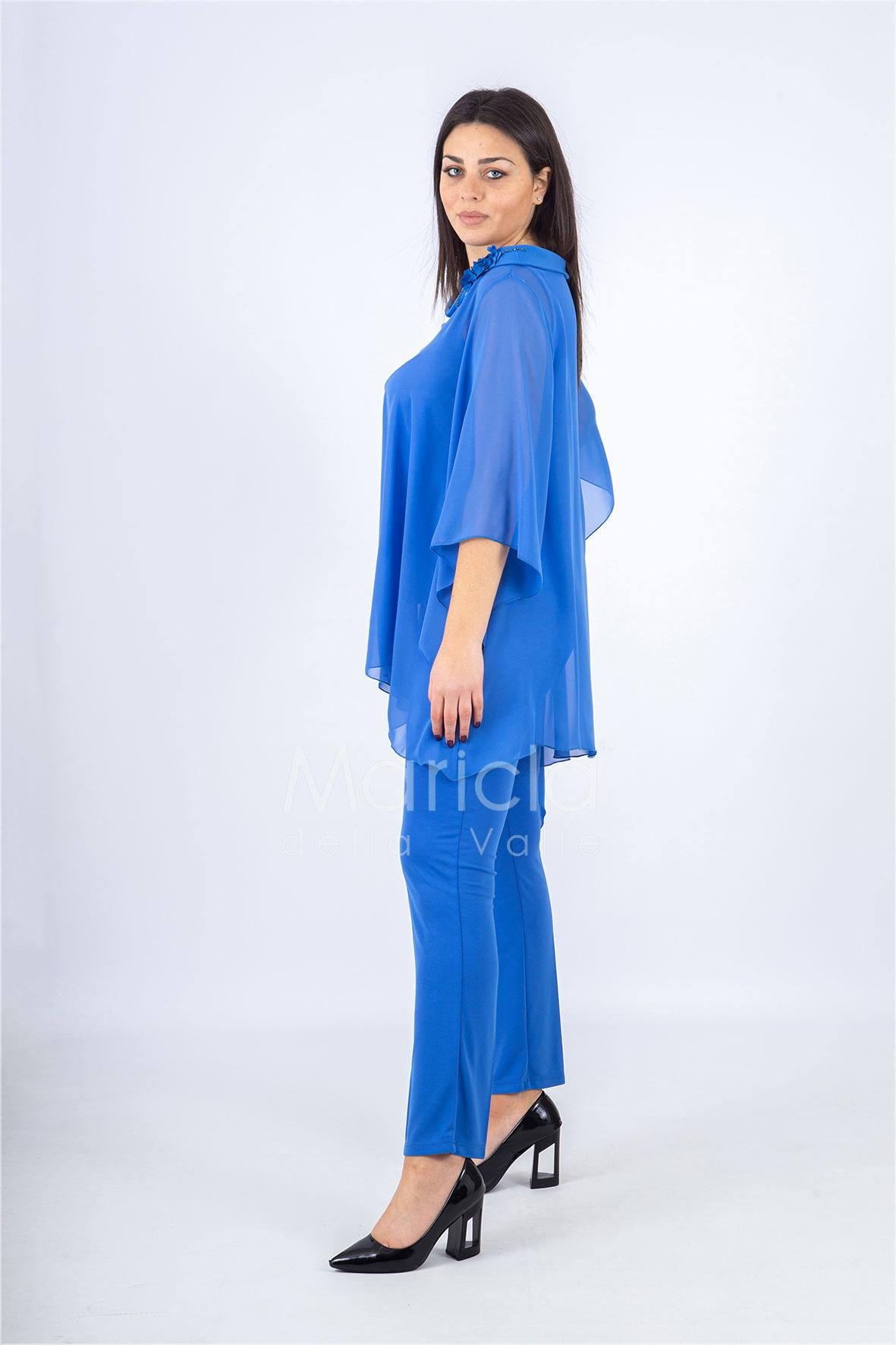 con casacca anello+fiore PF411 INDACO PAOLA FORTI 